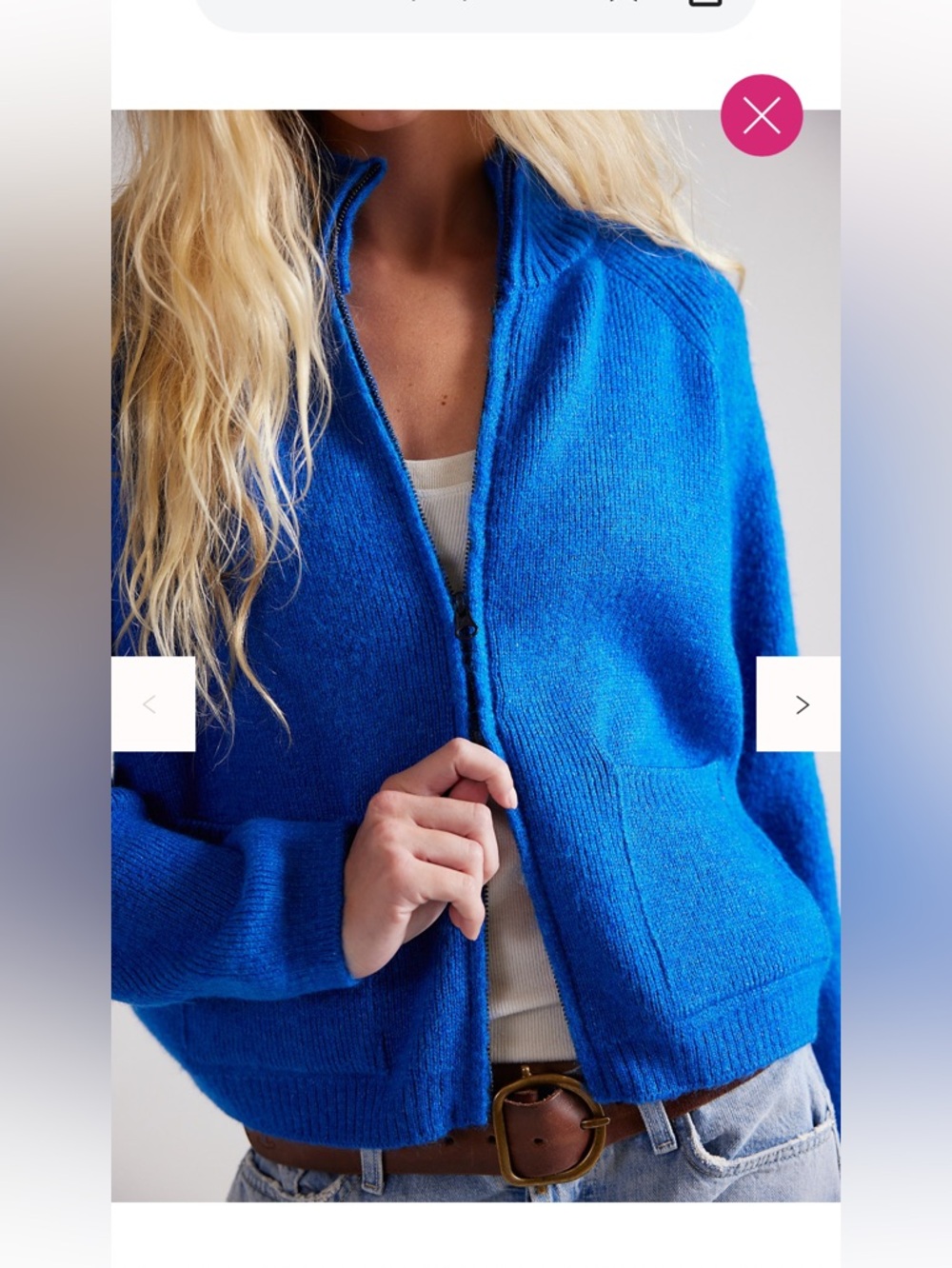 free people We The Free On It Zip-Up Cardigan sapphire blue size small